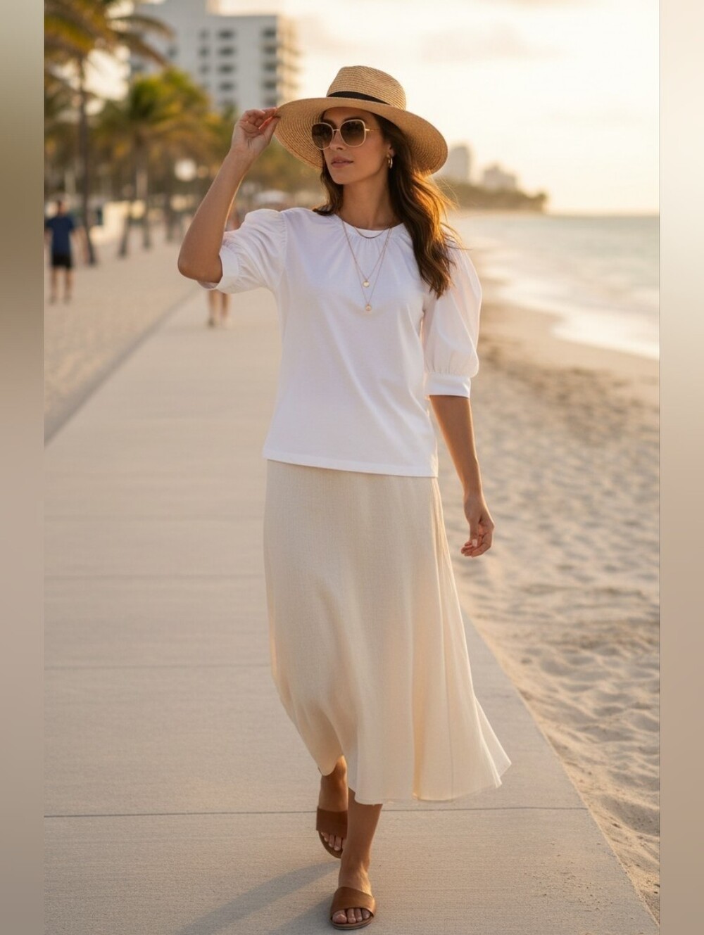 A.L.C White Puff Sleeve Mixed Top